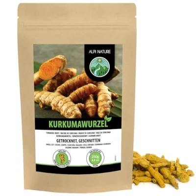 Afbeelding van Gesneden kurkuma wortel (250 g) voor thee gemalen stukken 100% natuurlijk, zonder toevoegingen