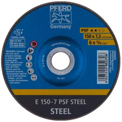 Afbeelding van PFERD 62015628 E 150 7 PSF STEEL Afbraamschijf gebogen Diameter mm 10 stuk(s)
