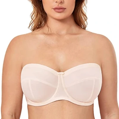 Afbeelding van Delimira Damesbeha, grote maat, afneembare bandjes, met beugel, antislip, Roze Wit