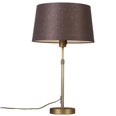 Afbeelding van QAZQA Tafellamp brons met kap bruin 35 cm verstelbaar Parte