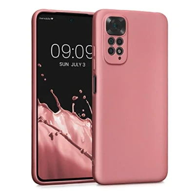 Afbeelding van kwmobile metallic telefoonhoesje van TPU geschikt voor Xiaomi Redmi Note 11 / 11S Flexible case smartphone In roségoud
