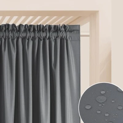 Afbeelding van ROOM99 Garden Line Outdoorgordijn met plooiband, 155 x 250 cm (b h), buitengordijn, weerbestendig, waterdicht, inkijkbescherming, zonwering, winddicht, grijs