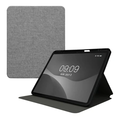 Afbeelding van kwmobile Case Compatible with Apple iPad Pro 13&quot; (2024) Slim Book Style Tablet Cover Stand Feature Grey