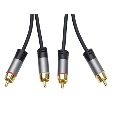 Afbeelding van PremiumCord HQ RCA kabel 2 tulpstekkers, man, naar man audio/video aansluitkabel voor tv, mobiele telefoons, MP3, hifi afgeschermd metalen connectors M/M lengte: 1,5 m