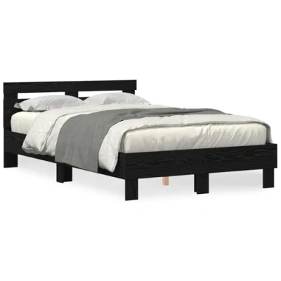 Afbeelding van vidaXL Eiken Bedframe Zwart Engineered Hout 135 x 190 cm Duurzaam