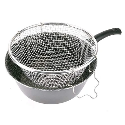 Image de Alluflon tradition italie friteuse avec panier aluminium noir 24 cm