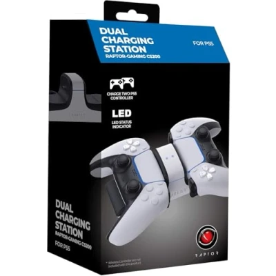 Afbeelding van Raptor Gaming Dubbele Oplader Wit Geschikt voor PS5 DualSense Controllers