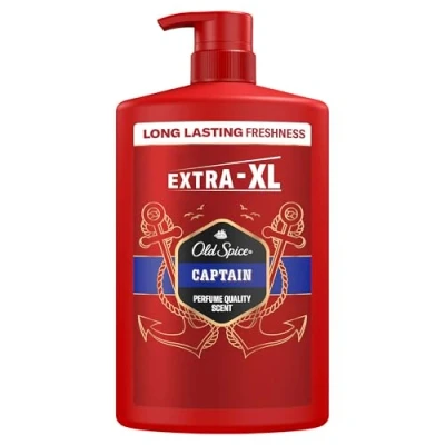 Afbeelding van Old Spice Captain 3 in 1 douchegel en shampoo voor mannen, liter, frisse langdurige geur geurkwaliteit, grondige reiniging haar gezicht, zacht gevoel op de huid