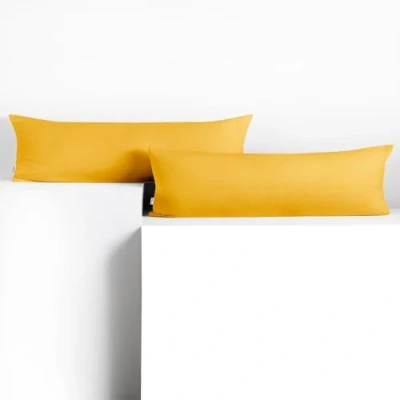 Image de DecoKing 2 taies d&#039;oreiller 40 x 145 cm Jersey Coton Fermeture éclair Jaune Ambre