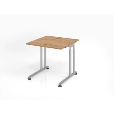 Afbeelding van ZENO 8 S Bureau 80 x Tafelhoogte I In hoogte verstelbaar Essen Eik/Zilver