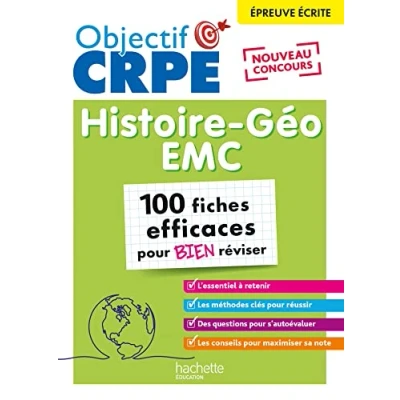 Afbeelding van Objectif CRPE 2025 Histoire Géographie EMC 100 fiches efficaces pour bien réviser épreuve écrite