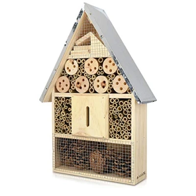Afbeelding van Navaris houten insectenhotel XL Design met natuurlijke materialen Voor bijen, lieveheersbeestjes en vlinders Om op te hangen