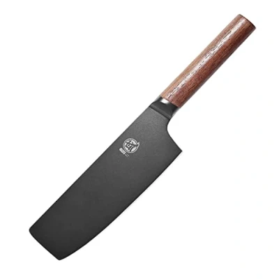Afbeelding van MITSUMOTO SAKARI 17 cm Japans Nakiri mes, professionele keukenmessen, groentemessen met zwarte titanium coating, keukenmes van Duitse staallegering
