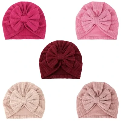 Afbeelding van DRESHOW 5 stuks babytulband geboortemutsen vlinderdassen schattige elastische kindermutsen mutsen voor baby&#039;s, meisjes en jongens, strikset 9A 82