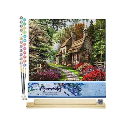 Afbeelding van Figured&#039;Art Schilderen op Nummer Volwassenen canvas Plattelandslandschap Handwerk acrylverf Kit DIY Compleet 40x50cm met houten lijst