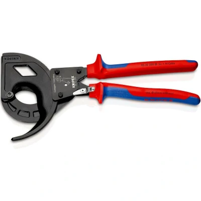 Image de KNIPEX 95 32 320 coupe câble (principe du cliquet, 3 vitesses) avec poignées multi composants noir atramentisé mm