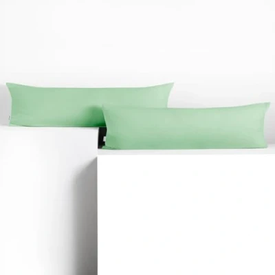 Image de DecoKing Lot de 2 taies d&#039;oreiller 20 x 145 cm en jersey 100% coton peigné avec fermeture éclair Menthe ambre