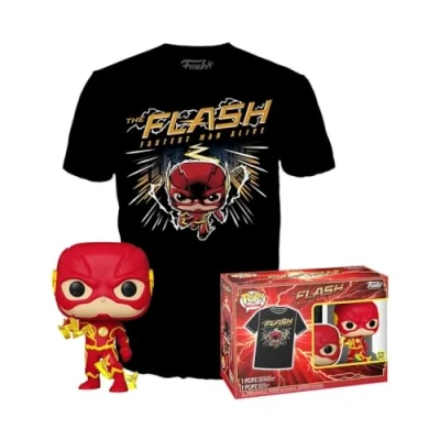 Afbeelding van Funko Pop! &amp; Tee: DC The Flash Medium Comics T shirt Kleding met vinyl figuur om te verzamelen Cadeau idee Speelgoed en top korte mouwen voor volwassenen mannen