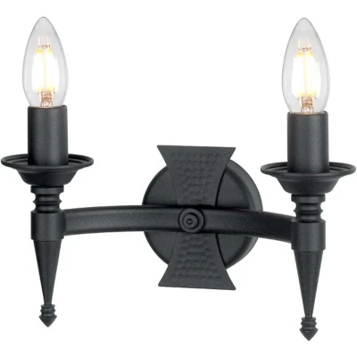 Afbeelding van Wandlamp SAXON, 2 lichts, zwart