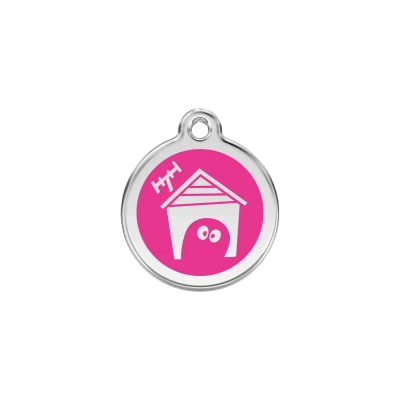 Afbeelding van Dog House Hot Pink roestvrijstalen hondenpenning small/klein dia. 2 cm RedDingo