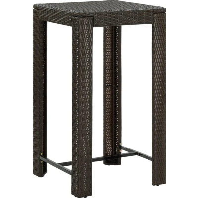 Afbeelding van Tuinbartafel 60,5x60,5x110,5 cm poly rattan bruin