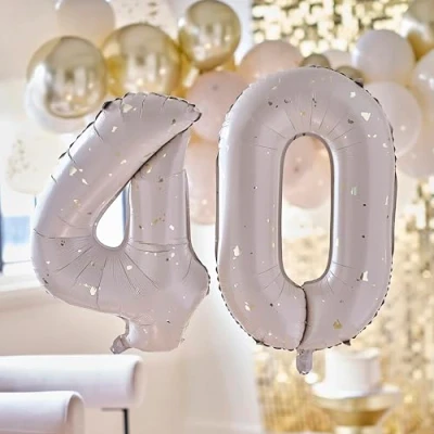 Afbeelding van Ginger Ray Folieballon cijfer 40 nude en gold 66 cm