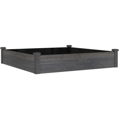 Afbeelding van Plantenbak verhoogd met voering 120x120x25 cm vurenhout grijs