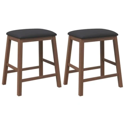 Afbeelding van vidaXL Barstoelen met kussens 2 st massief hout rubber bruin
