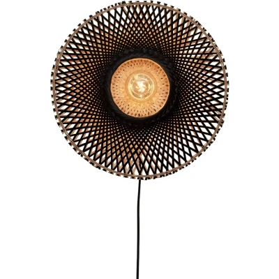 Afbeelding van GOOD&amp;MOJO Wandlamp Kalimantan Bamboe/Zwart Ø44cm Zwart