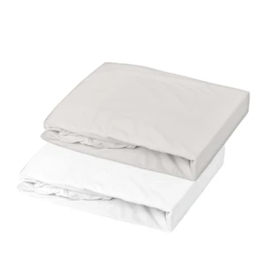 Image de Doux nid lot 2 draps housses jersey blanc et gris perle 70 x 140 cm