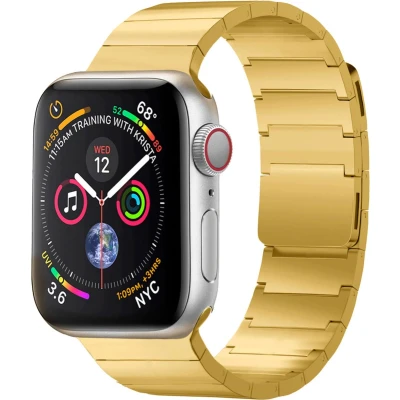 Afbeelding van Selencia Stalen magnetisch bandje voor de Apple Watch Series 1 9 / SE 38/40/41 mm 10 42 Goud