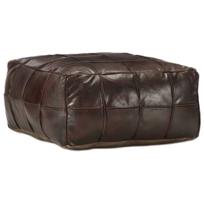 Afbeelding van vidaXL Poef 60x60x30 cm echt geitenleer donkerbruin