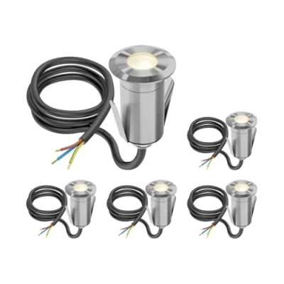Afbeelding van ledscom.de GLOX 5 stuks led inbouwlampen voor buiten, IP67, aluminium, rond, 33 mm Ø, warm wit, mat
