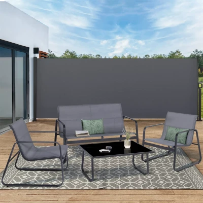 Image de Paravent extérieur rétractable 180 x 500 CM gris anthracite store latéral