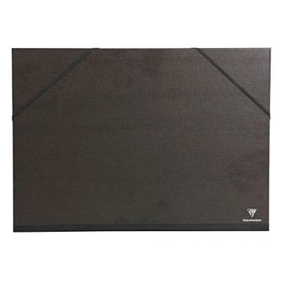 Afbeelding van Clairefontaine Kraftmap 37 x 52 cm Sluiting met elastische banden Witte papieren voering Zuurvrij Geschikt voor het vervoer van kunstwerken Ref 44850C Zwart