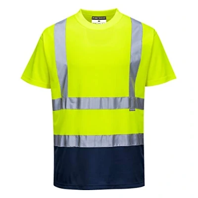 Afbeelding van Portwest S378 T shirt met hoge zichtbaarheid, tweekleurig, reflecterend, voor heren, veiligheidskleding, geel/marineblauw, 4XL