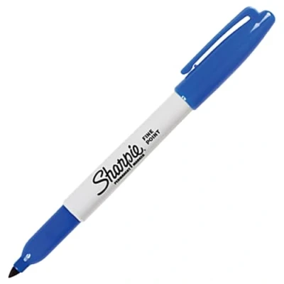 Image de Sharpie Marqueur permanent FINE, bleu (P52231) largeur de tracé: environ 1,0 mm, pointe ogive (S0185151/S0810950)