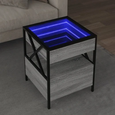 Afbeelding van Salontafel met Infinity LED 40x40x51 cm grijs sonoma eikenkleur