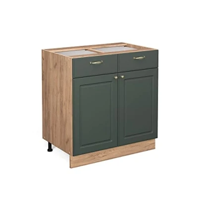 Afbeelding van Vicco Keukenonderkast Fame Line, Groen Goud Landhuis/Bruin, 80 cm zonder werkblad