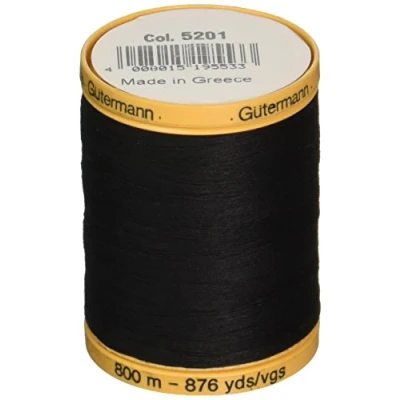 Afbeelding van Gutermann 800C 5201 natuurlijk katoengaren, stevig, 800 m, zwart