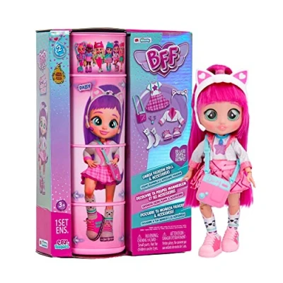 Afbeelding van BFF BY CRY BABIES S2 Daisy Fashion Pop om te verzamelen met lang haar, stoffen kleding en 9 accessoires, speelgoed cadeau voor meisjes jongens vanaf 5 jaar