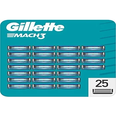 Image de Gillette Mach3 lames de rasage, 25 pièces rechange (à partir 3 lames), Microrabat protection, excellent glissement avec bande lubrifiante, jusqu&#039;à 15 1 lame
