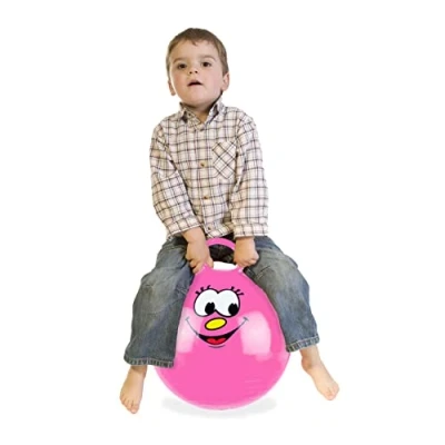 Afbeelding van Relaxdays skippybal met smiley springbal diverse kleuren stuiterbal voor kinderen roze