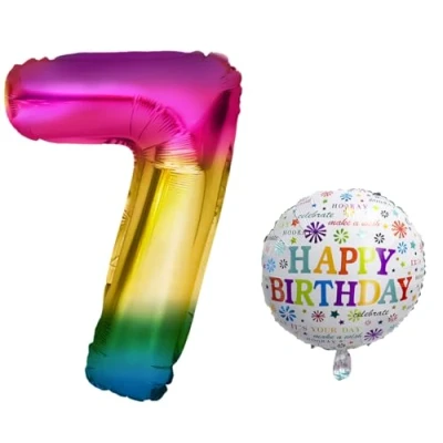 Afbeelding van XXL reuzenballon 7 jaar, 101 cm + 45 5 m decoratief lint, geschikt voor helium, herbruikbaar, verjaardagsdecoratie jongens en meisjes, ballon nummer