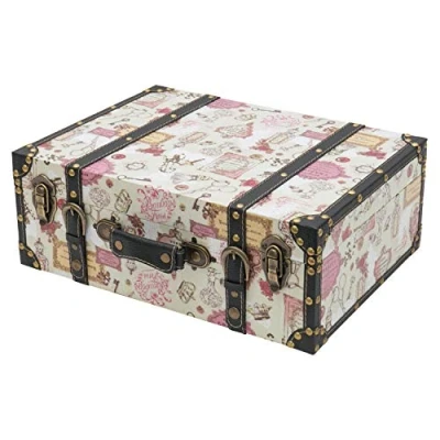 Afbeelding van HMF VKO105 Vintage houten koffer 44 x 32 16 cm Groot Barokke versiering