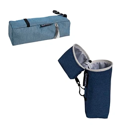 Afbeelding van Exacompta Ref. 52790E 1 Bee Blue etui van polyester honingraatpatroon ombouwbaar in een pennenbakje met clip willekeurige kleuren, lichtblauw of marineblauw
