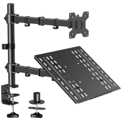 Afbeelding van Monitorhouder met laptop arm voor de meeste 13 27 inch LCD led schermen en tot 15,6 notebooks, VESA 75x75 100x100mm