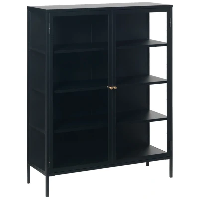 Afbeelding van Hygge Interiors Carmel Glazen Opbergkast 140 cm Zwart