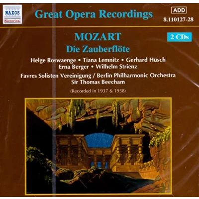 Afbeelding van Helge Roswaenge, Tiana Lemnitz, Gerhard Hüsch, Berlin Philharmonic Orchestra Mozart: Die Zauberflöte (2 CD)