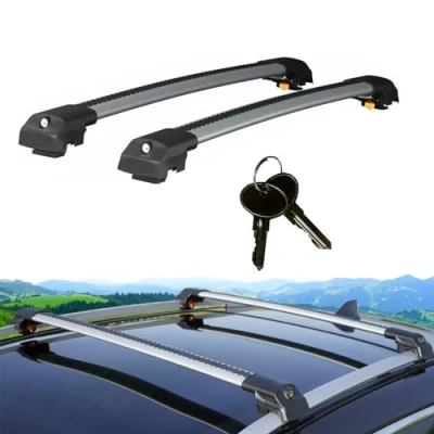Afbeelding van Cross Auto accessoires, dwarsstangen, compatibel met Skoda Karoq 2018 2023; dakdragers voor auto&#039;s langsstangen, afsluitbaar, 2 stuks, grijs